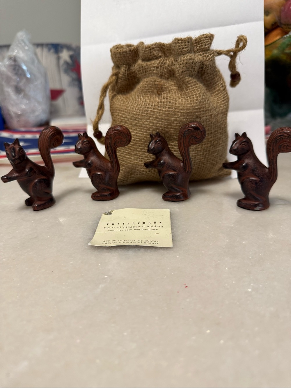Pottery Barn Brown Squirrel Placecard Holders - Set of 4